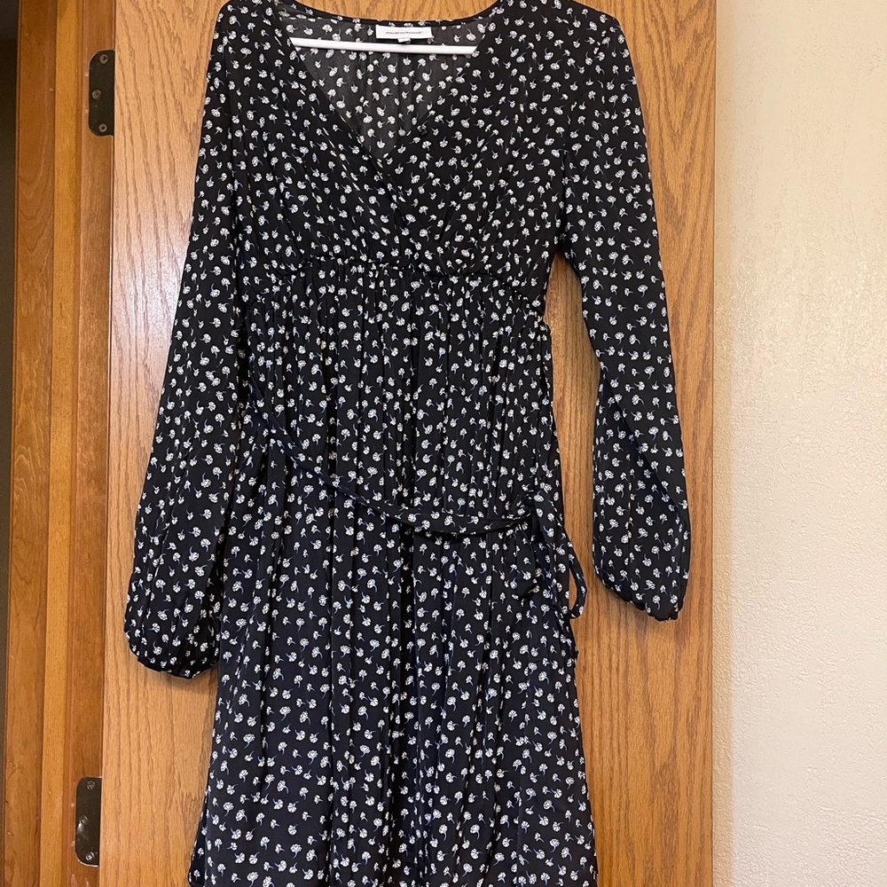 Maternity Motherhood Black Dress with White Floral Pattern